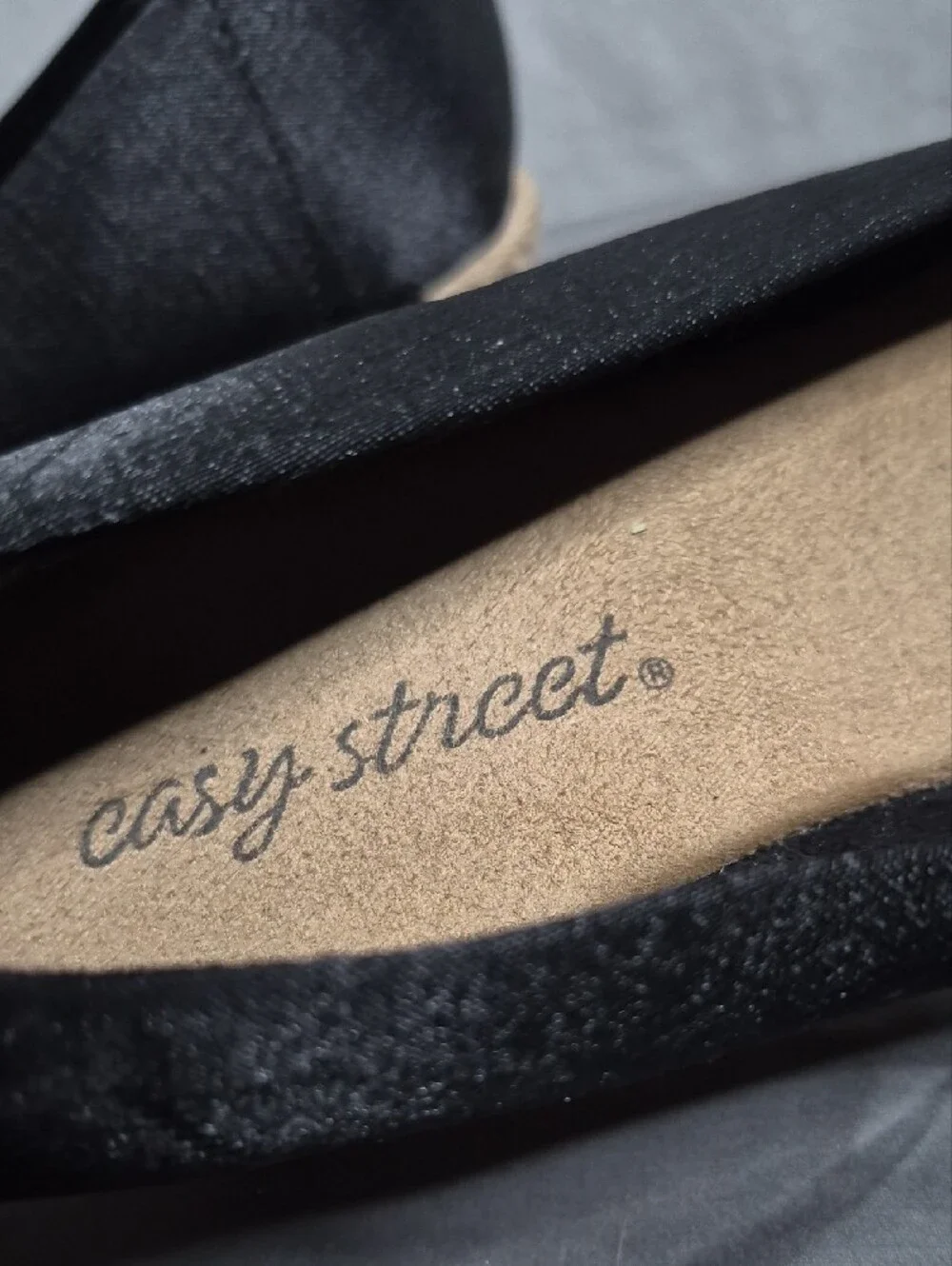 easy street Black Peep-Toe Espadrille Wedges